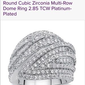 Platinum plated cubic zirconia ring size 7